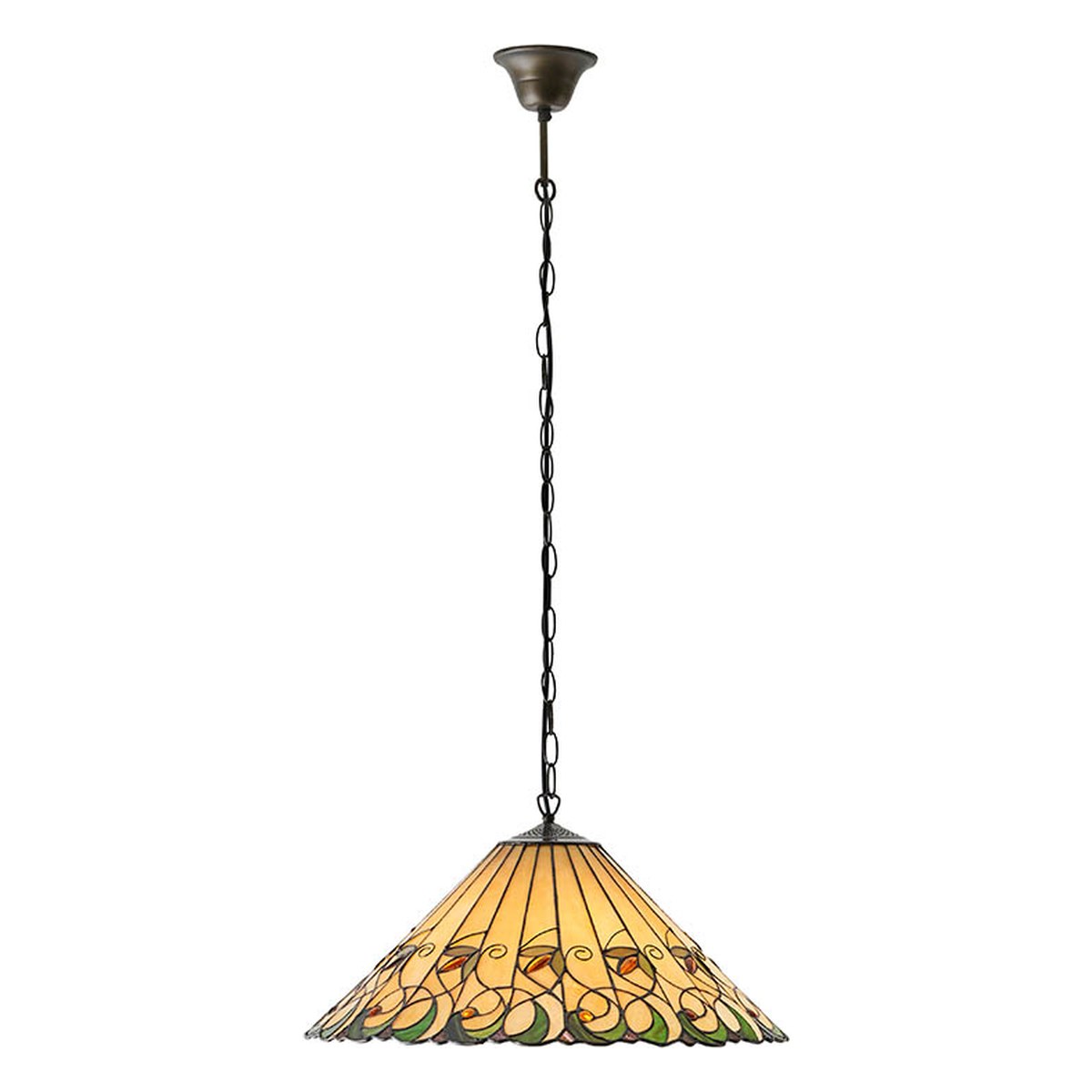 Interiors 1900 Jamelia Large 3 Light Tiffany Pendant Light in Satin Black