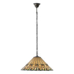 Interiors 1900 Jamelia Large 3 Light Tiffany Pendant Light in Satin Black