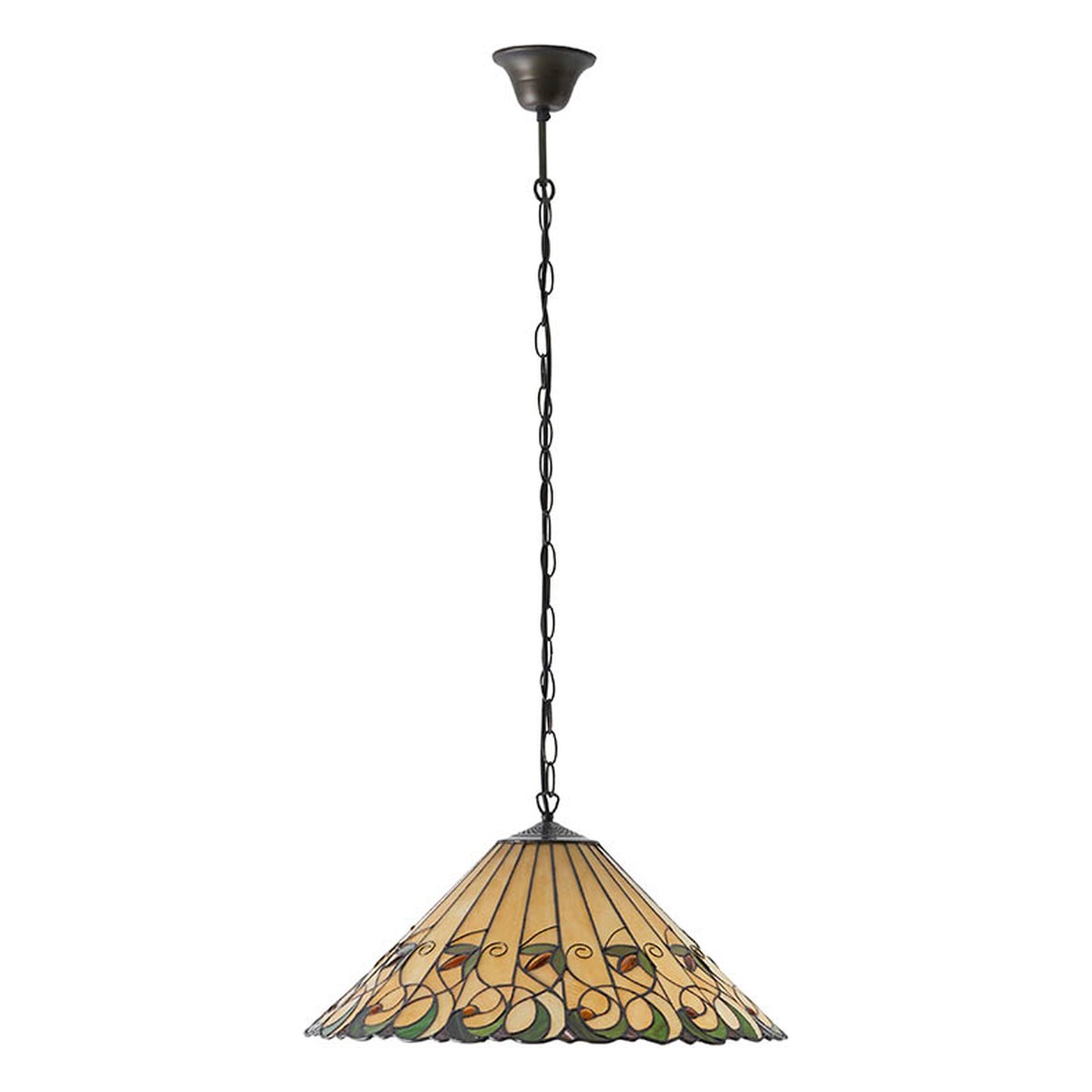 Interiors 1900 Jamelia Large 3 Light Tiffany Pendant Light in Satin Black