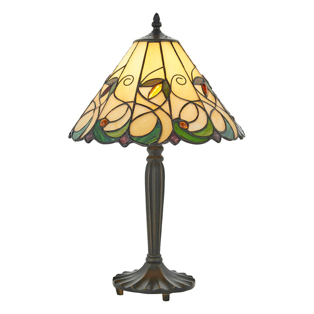 Interiors 1900 Jamelia Small Tiffany Table Lamp in Satin Black