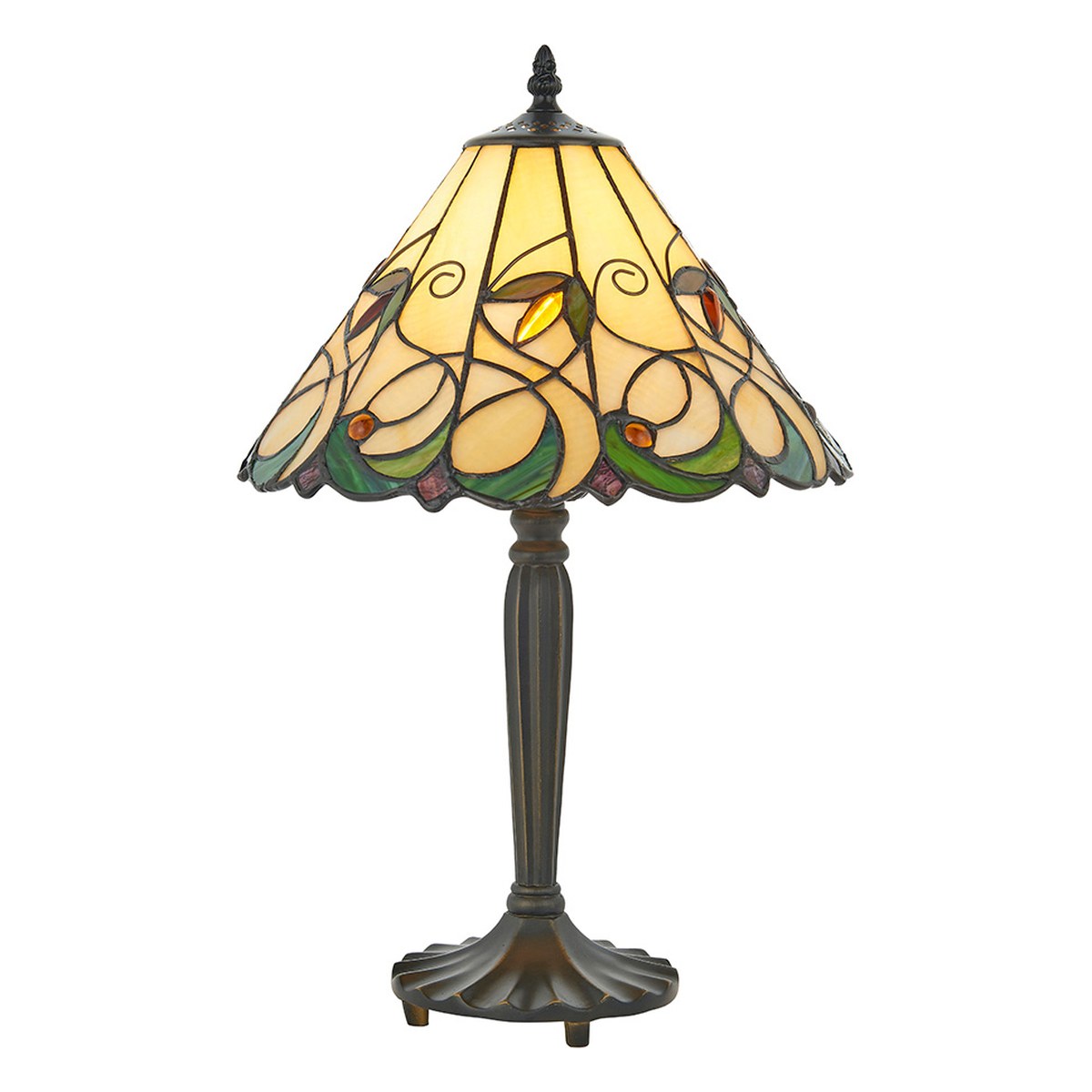 Interiors 1900 Jamelia Small Tiffany Table Lamp in Satin Black