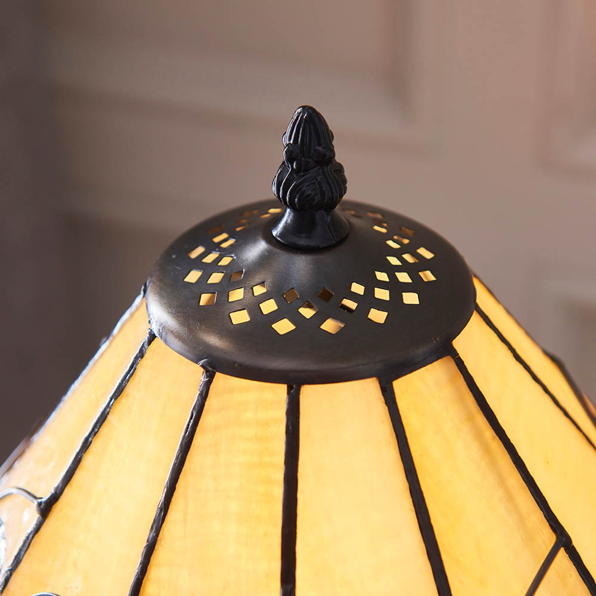 Interiors 1900 Jamelia Small Tiffany Table Lamp in Satin Black