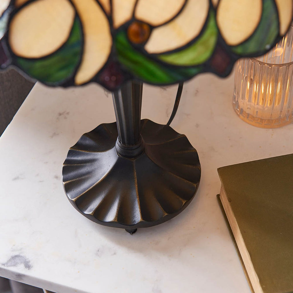 Interiors 1900 Jamelia Small Tiffany Table Lamp in Satin Black