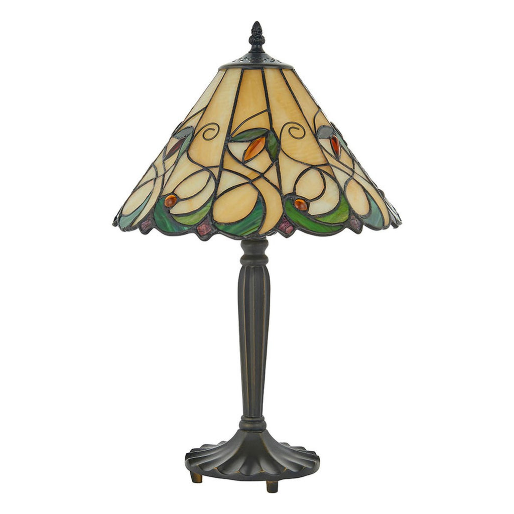 Interiors 1900 Jamelia Small Tiffany Table Lamp in Satin Black