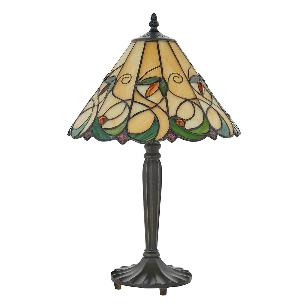 Interiors 1900 Jamelia Small Tiffany Table Lamp in Satin Black