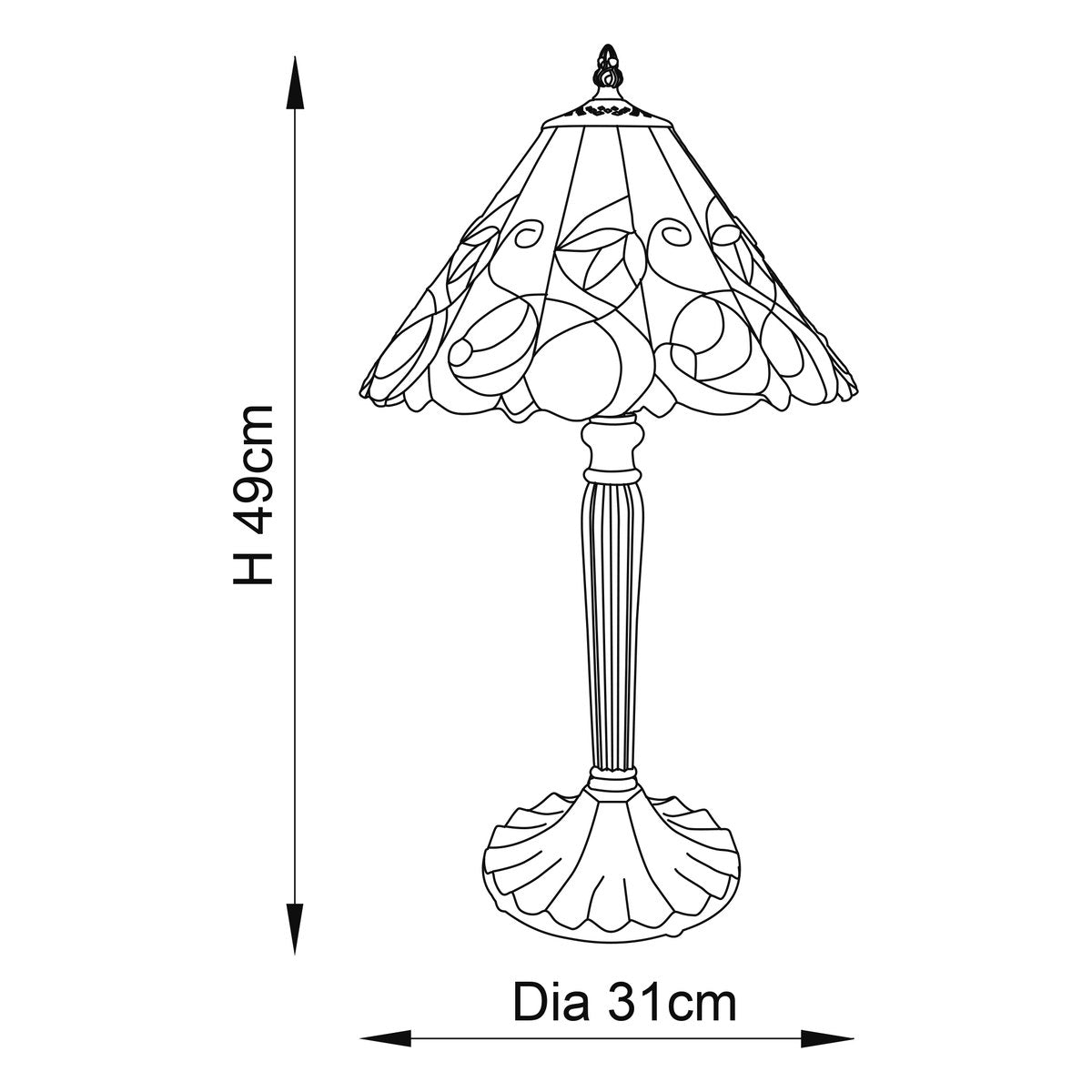 Interiors 1900 Jamelia Small Tiffany Table Lamp in Satin Black