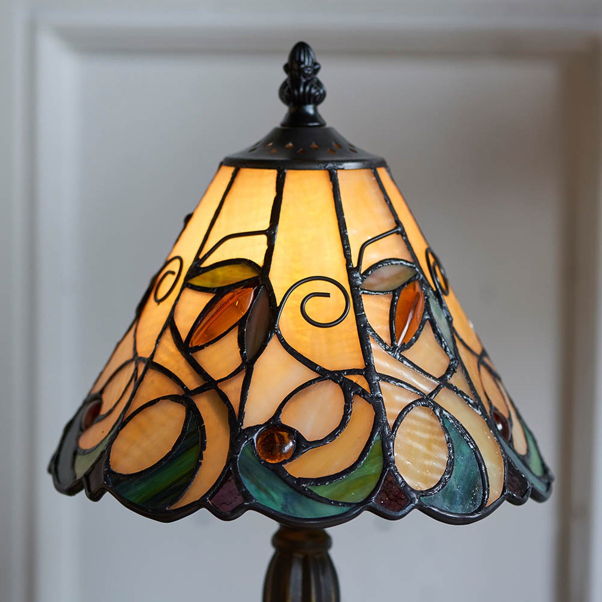 Interiors 1900 Jamelia Mini Tiffany Table Lamp in Satin Black