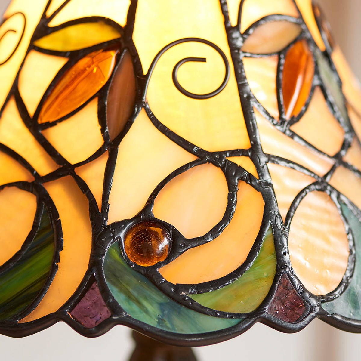 Interiors 1900 Jamelia Mini Tiffany Table Lamp in Satin Black