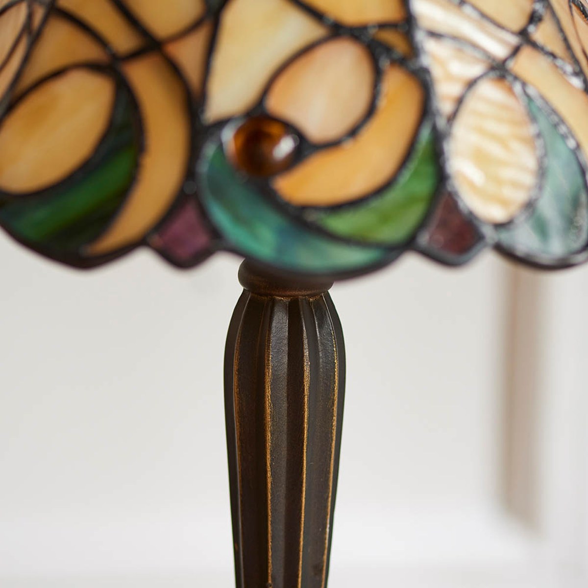 Interiors 1900 Jamelia Mini Tiffany Table Lamp in Satin Black
