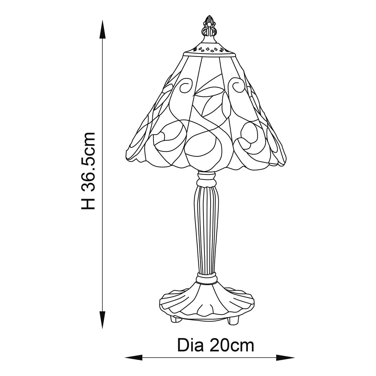 Interiors 1900 Jamelia Mini Tiffany Table Lamp in Satin Black