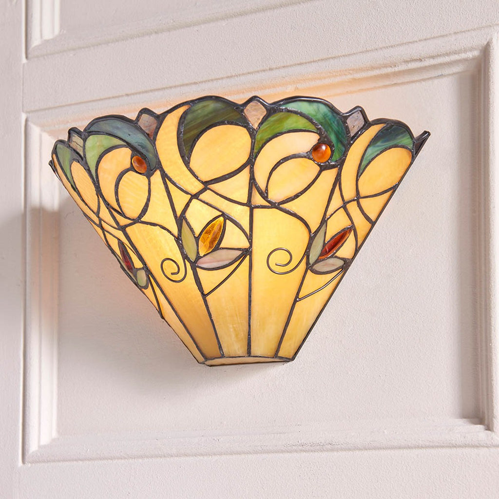 Interiors 1900 Jamelia Tiffany Wall Light in Matt Black