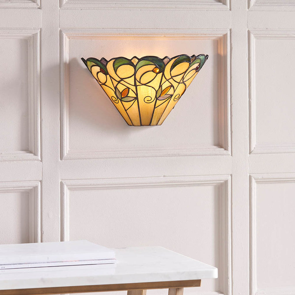 Interiors 1900 Jamelia Tiffany Wall Light in Matt Black