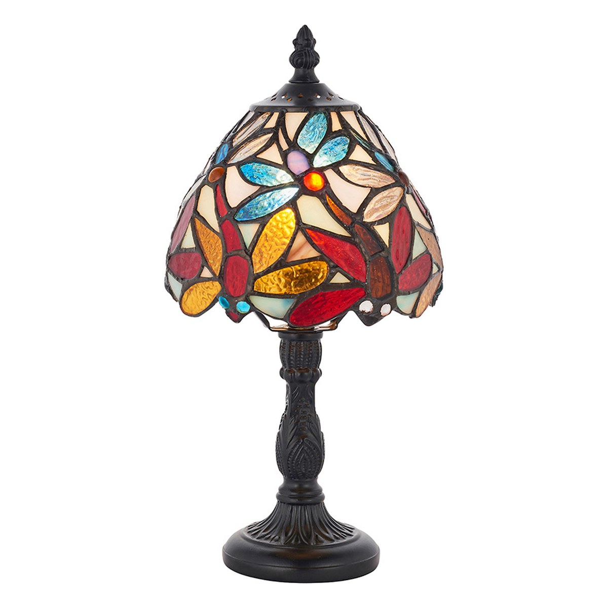 Interiors 1900 Lorette Mini Tiffany Table Lamp in Satin Black