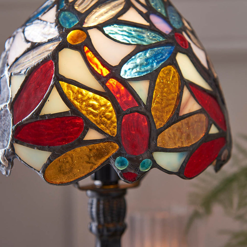 Interiors 1900 Lorette Mini Tiffany Table Lamp in Satin Black