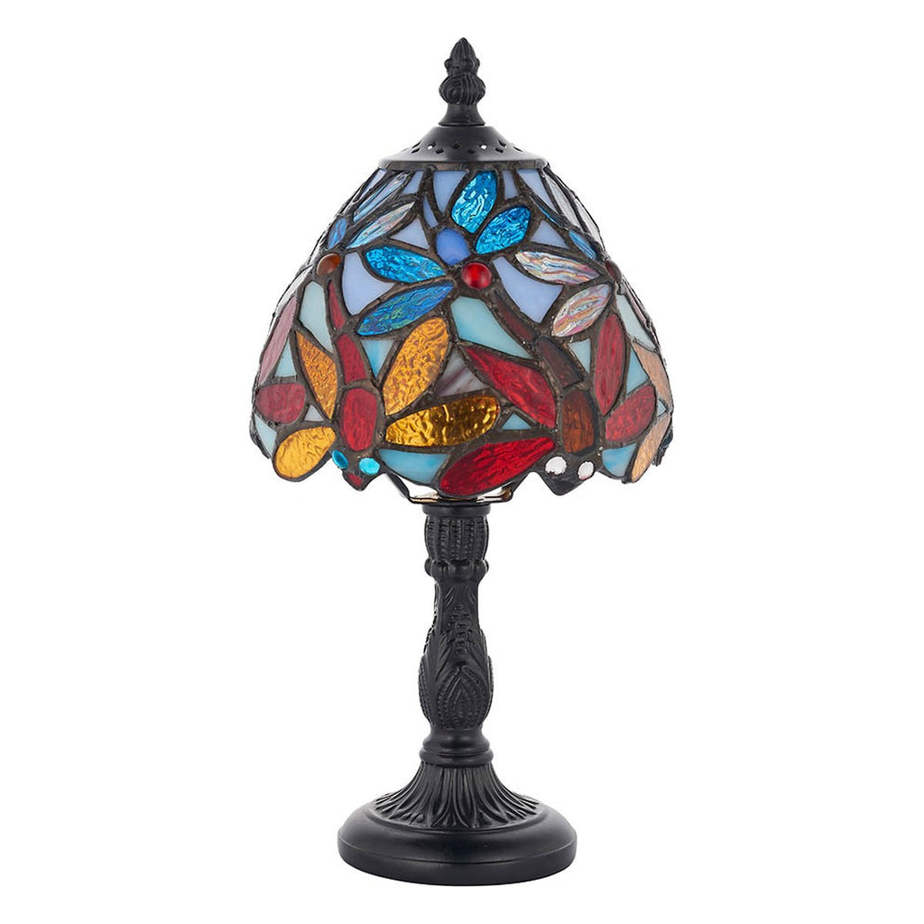 Interiors 1900 Lorette Mini Tiffany Table Lamp in Satin Black