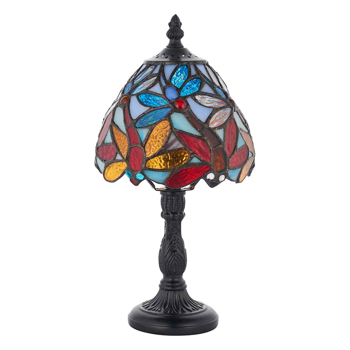 Interiors 1900 Lorette Mini Tiffany Table Lamp in Satin Black