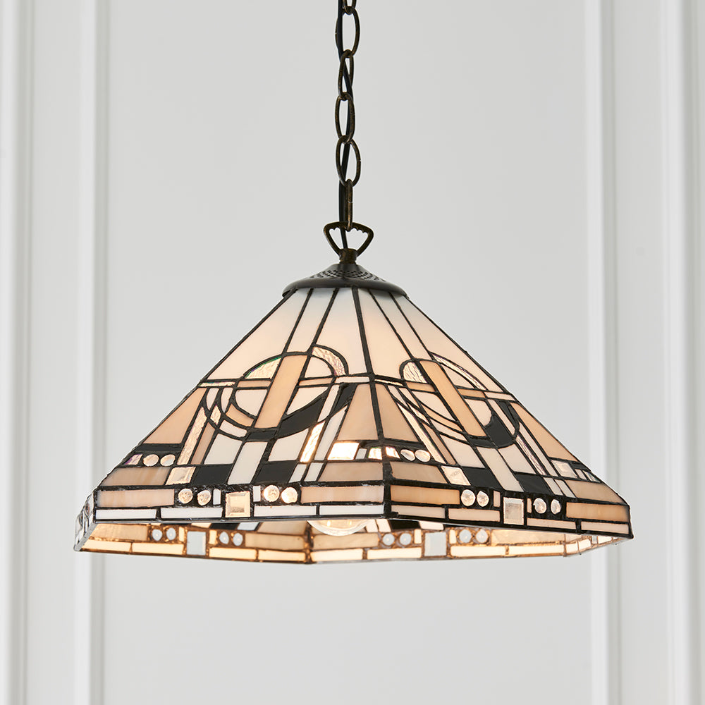 Interiors 1900 Metropolitan Tiffany Pendant Light in Satin Black