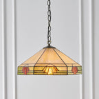 Interiors 1900 Nevada Medium Tiffany Pendant Light in Satin Black