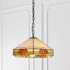 Interiors 1900 Nevada Medium Tiffany Pendant Light in Satin Black
