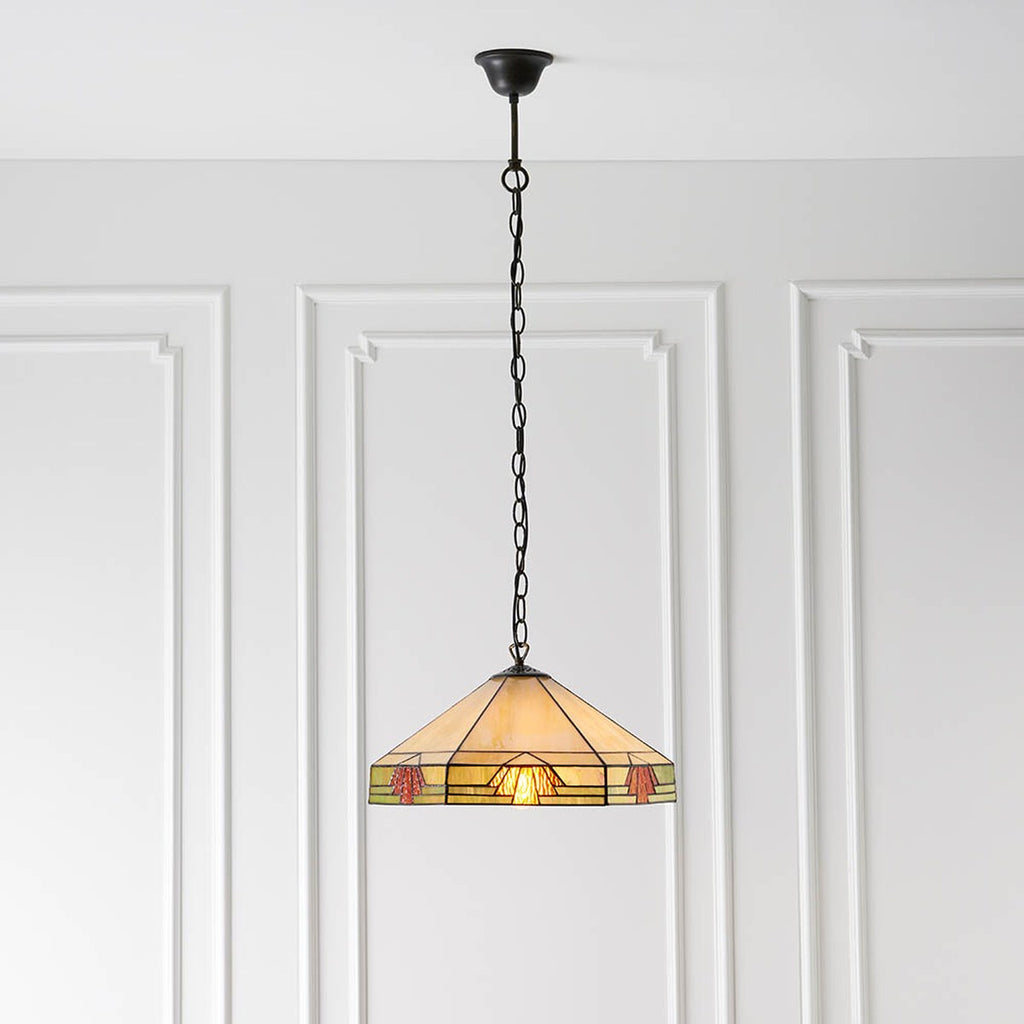 Interiors 1900 Nevada Medium Tiffany Pendant Light in Satin Black