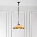 Interiors 1900 Nevada Medium Tiffany Pendant Light in Satin Black