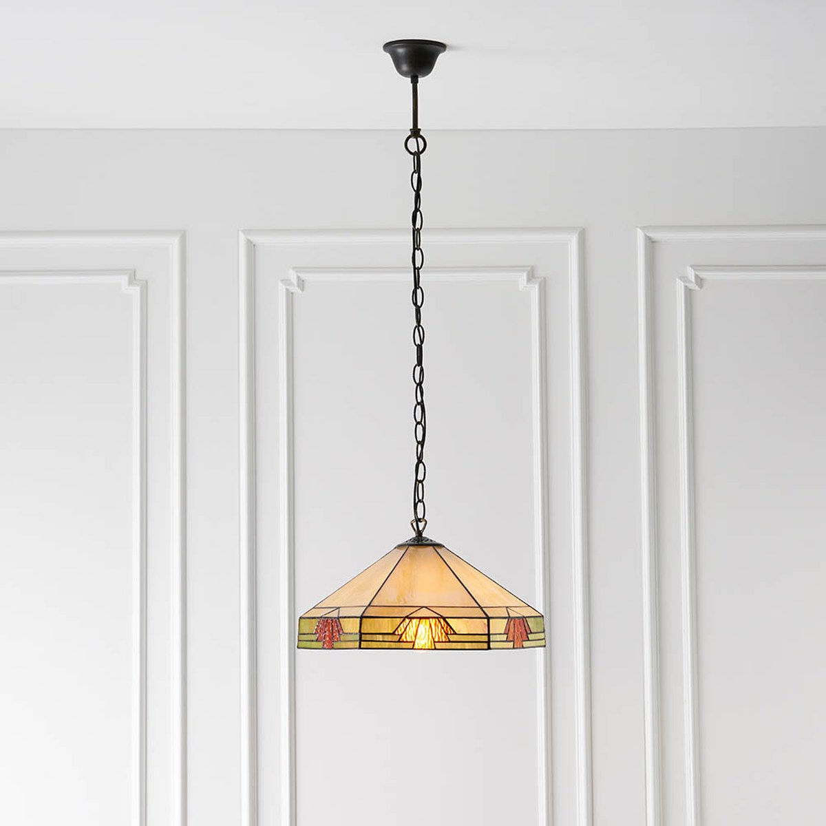 Interiors 1900 Nevada Medium Tiffany Pendant Light in Satin Black