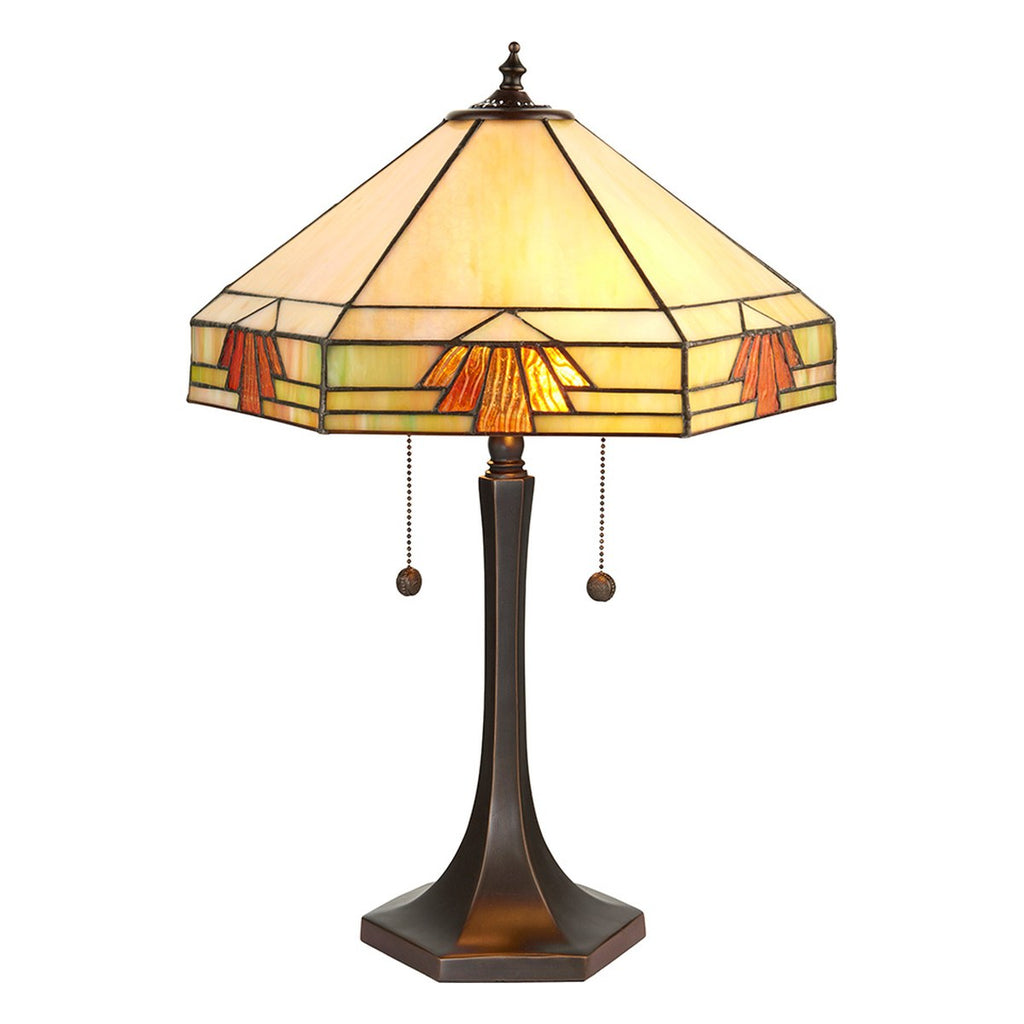 Interiors 1900 Nevada Medium 2 Light Tiffany Table Lamp in Satin Black