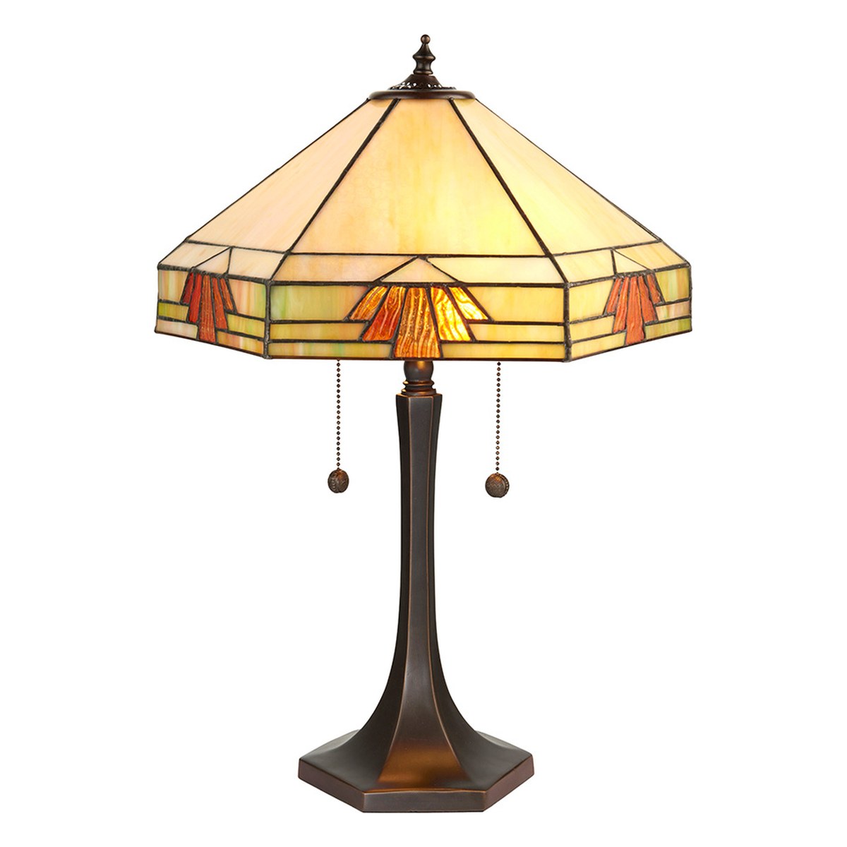 Interiors 1900 Nevada Medium 2 Light Tiffany Table Lamp in Satin Black