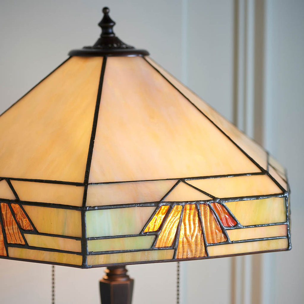Interiors 1900 Nevada Medium 2 Light Tiffany Table Lamp in Satin Black