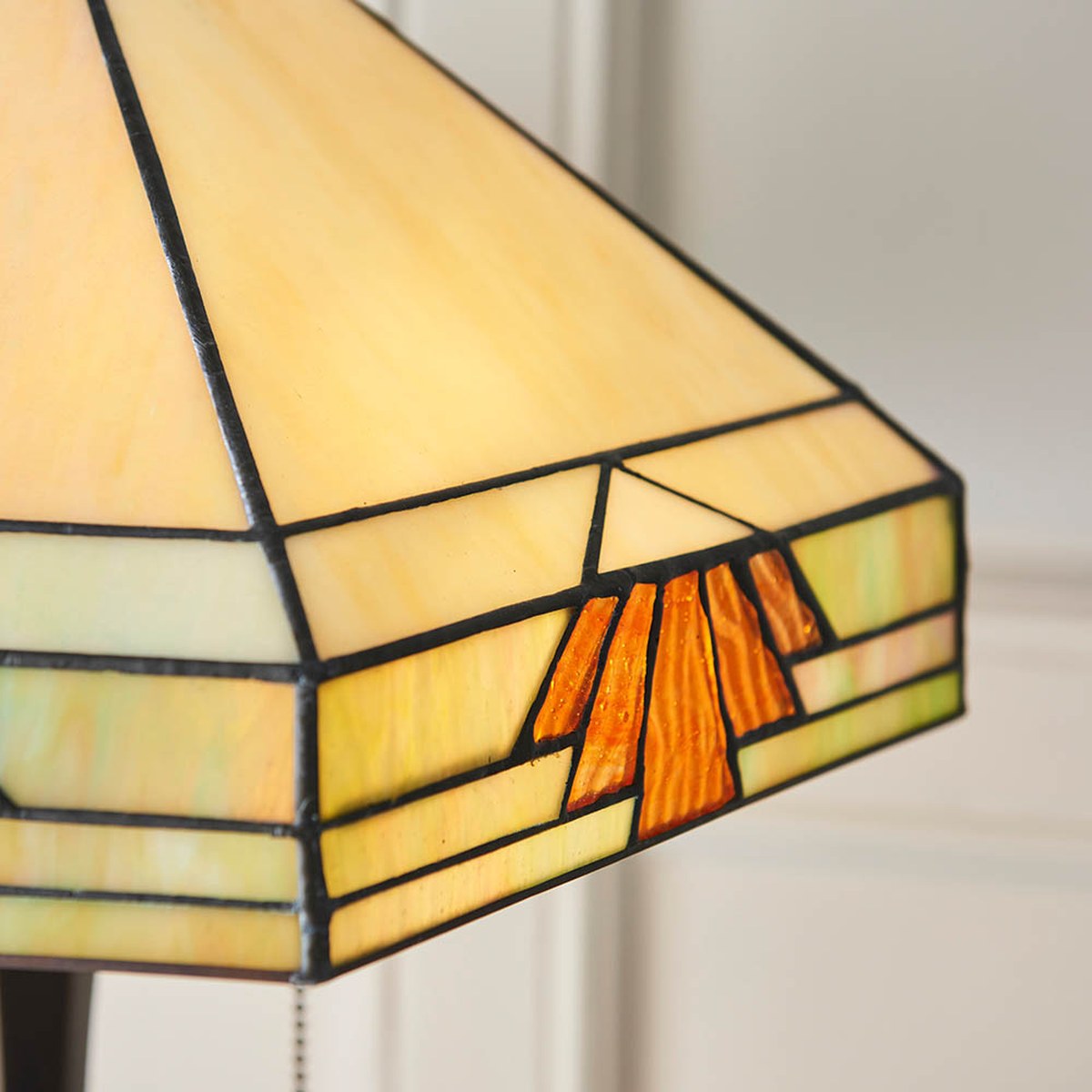 Interiors 1900 Nevada Medium 2 Light Tiffany Table Lamp in Satin Black