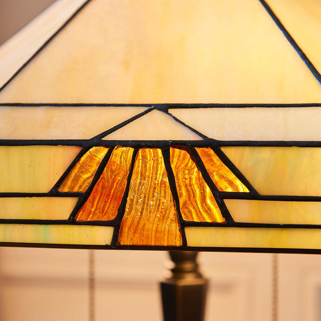 Interiors 1900 Nevada Medium 2 Light Tiffany Table Lamp in Satin Black