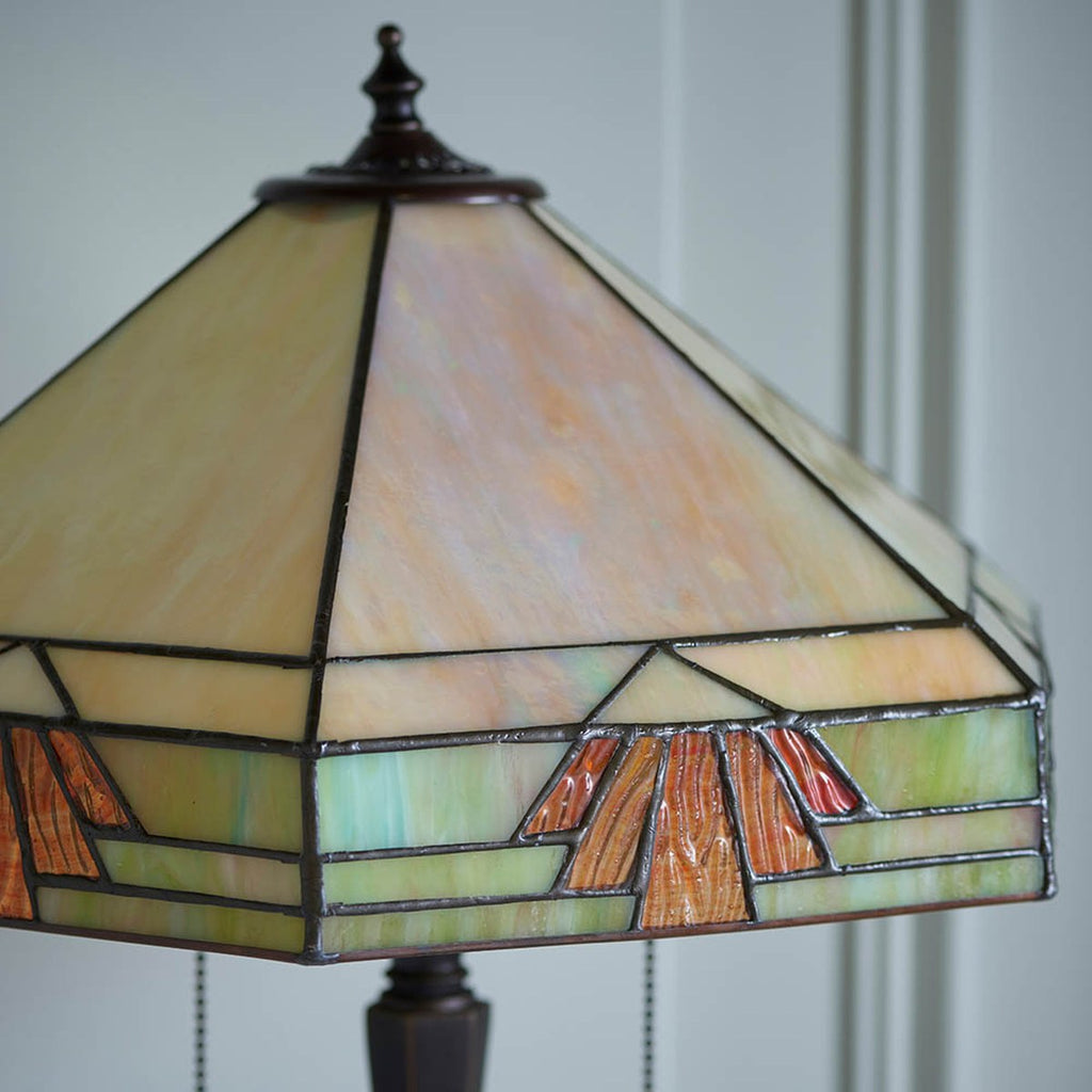 Interiors 1900 Nevada Medium 2 Light Tiffany Table Lamp in Satin Black