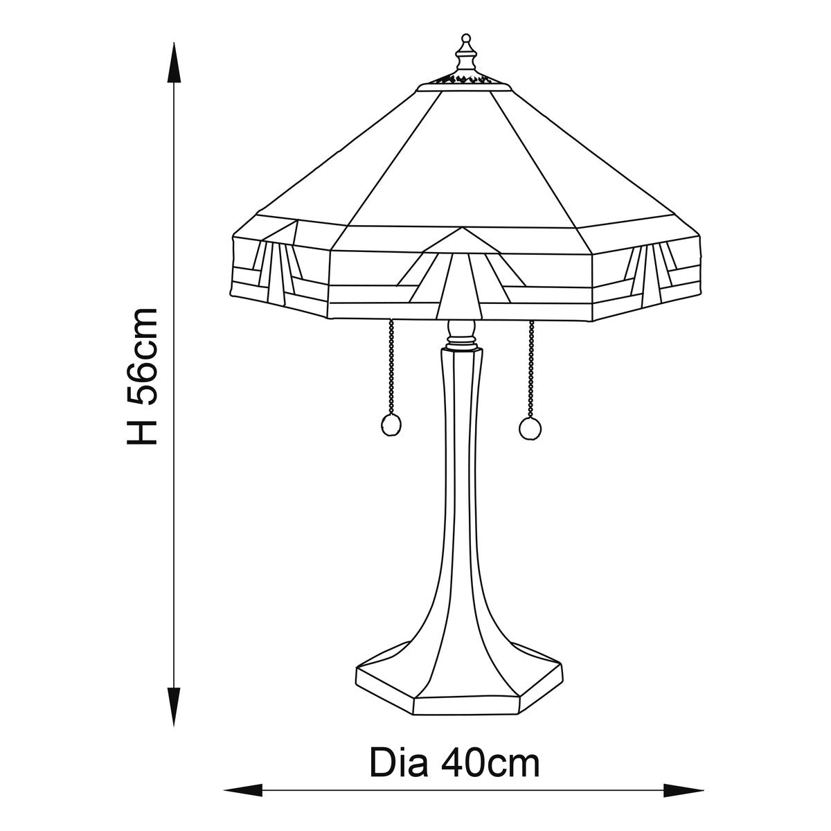 Interiors 1900 Nevada Medium 2 Light Tiffany Table Lamp in Satin Black