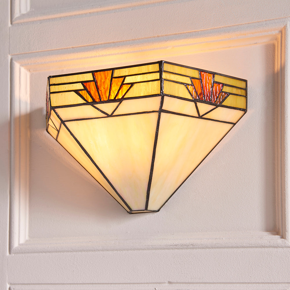 Interiors 1900 Nevada Tiffany Wall Light in Matt Black