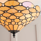 Interiors 1900 Pearl 3 Light Tiffany Semi Flush Ceiling Light in Satin Black