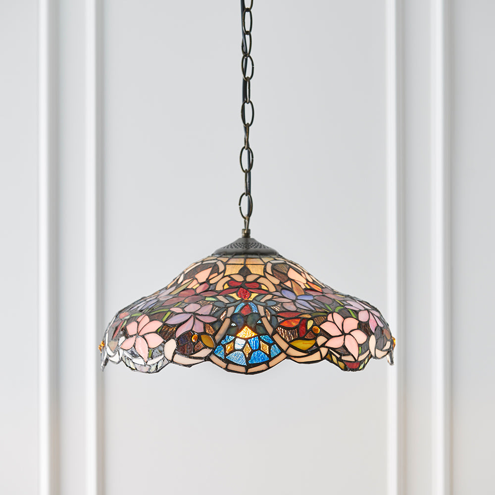 Interiors 1900 Sullivan Tiffany Pendant Light in Satin Black