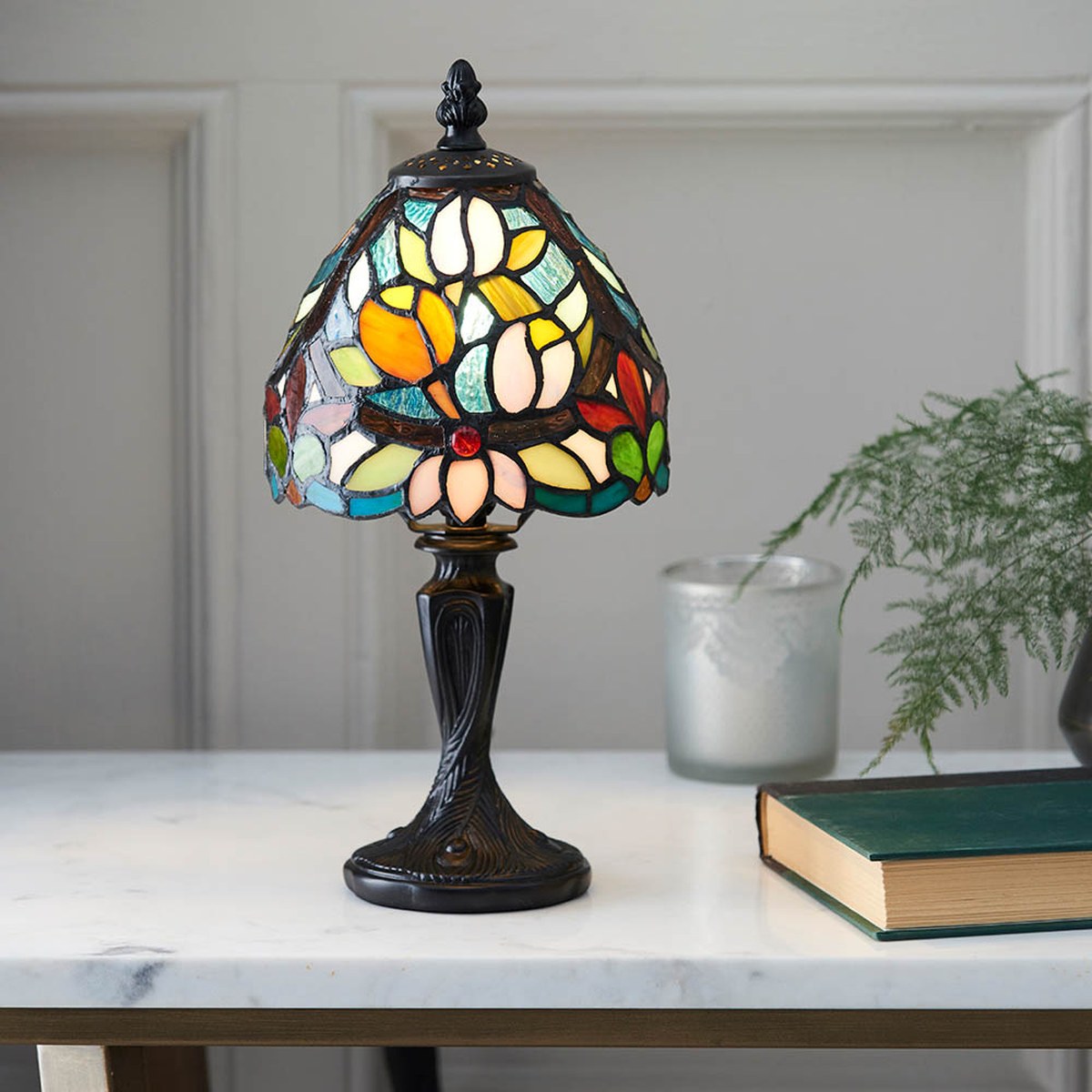 Interiors 1900 Sylvette Mini Tiffany Table Lamp in Satin Black