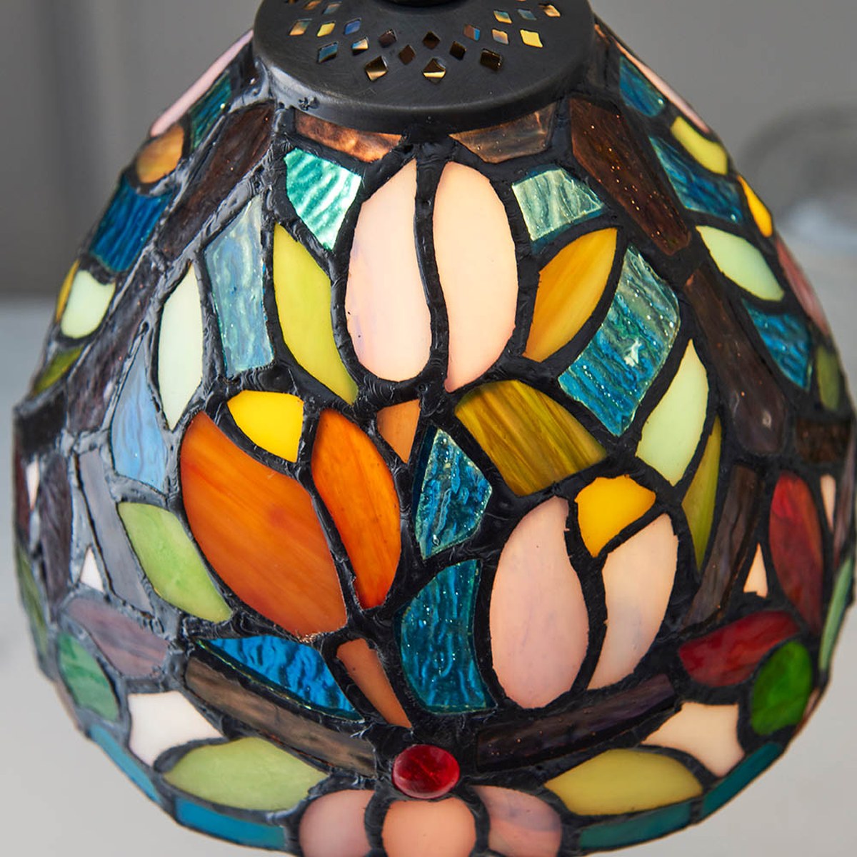 Interiors 1900 Sylvette Mini Tiffany Table Lamp in Satin Black
