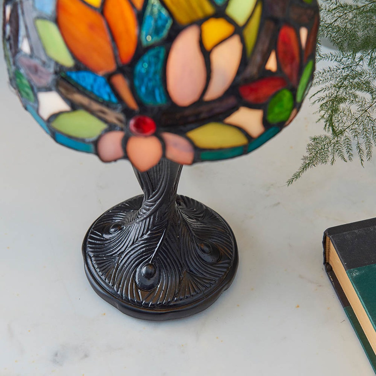 Interiors 1900 Sylvette Mini Tiffany Table Lamp in Satin Black