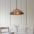 Interiors 1900 Brooklyn 3 Light Tiffany Pendant Light in Satin Black