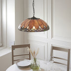 Interiors 1900 Brooklyn 3 Light Tiffany Pendant Light in Satin Black