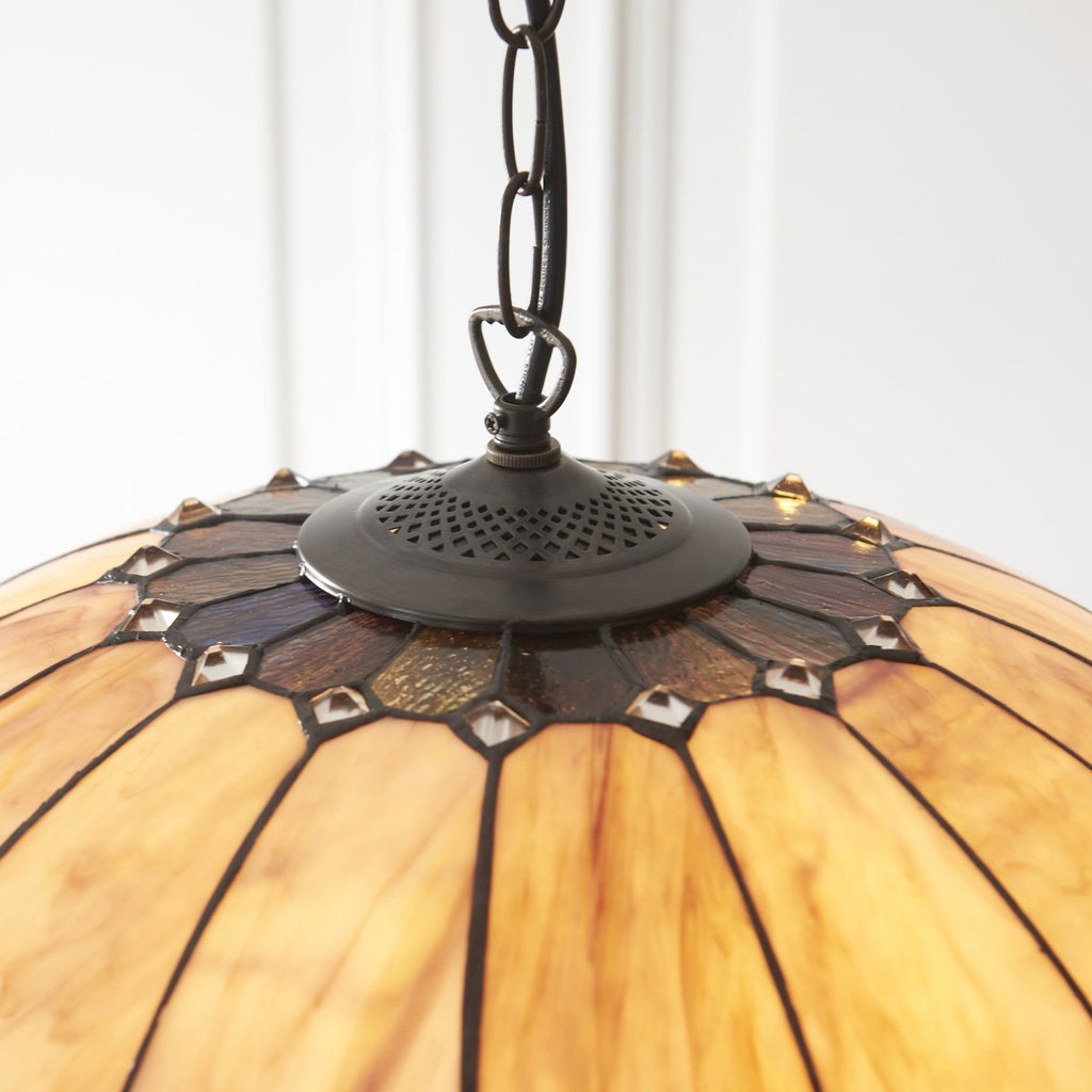 Interiors 1900 Brooklyn 3 Light Tiffany Pendant Light in Satin Black