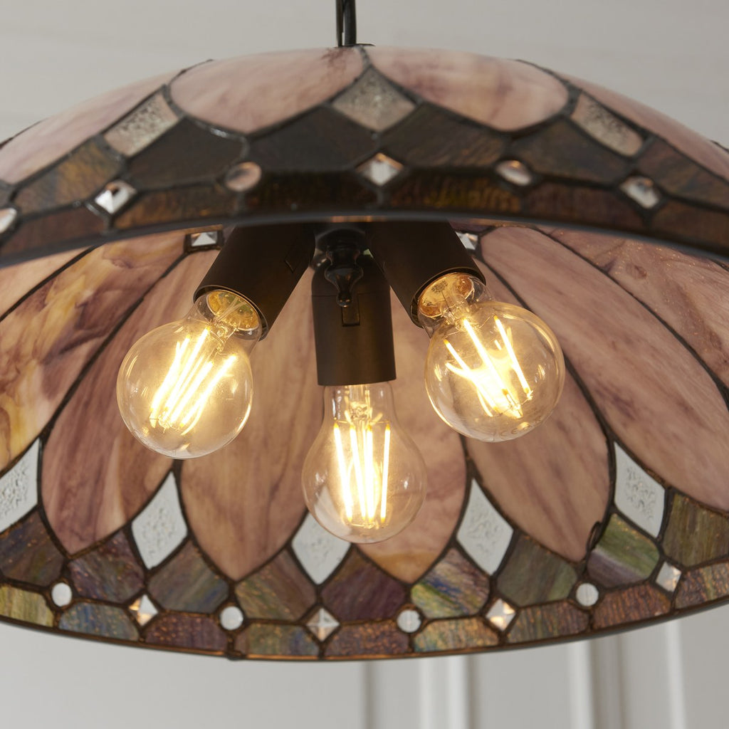 Interiors 1900 Brooklyn 3 Light Tiffany Pendant Light in Satin Black