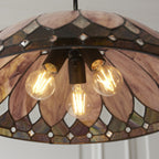 Interiors 1900 Brooklyn 3 Light Tiffany Pendant Light in Satin Black