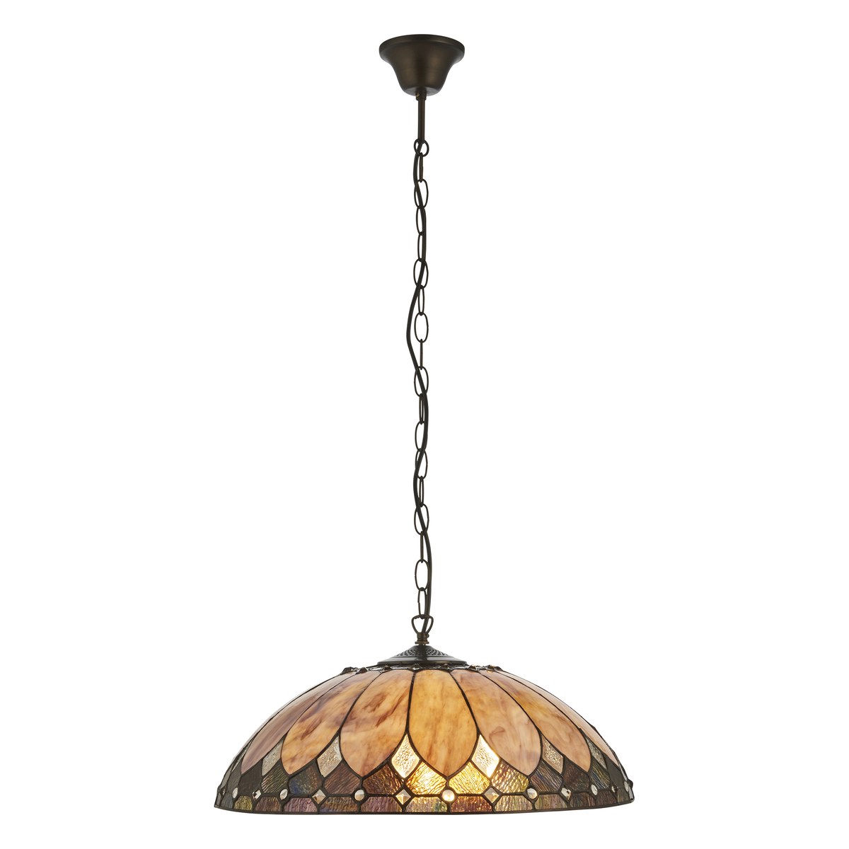 Interiors 1900 Brooklyn 3 Light Tiffany Pendant Light in Satin Black