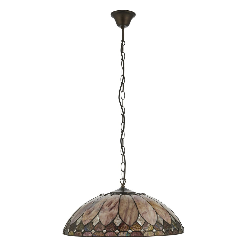 Interiors 1900 Brooklyn 3 Light Tiffany Pendant Light in Satin Black