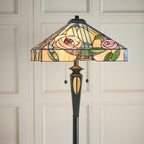 Interiors 1900 Willow 2 Light Tiffany Floor Lamp in Satin Black