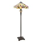 Interiors 1900 Willow 2 Light Tiffany Floor Lamp in Satin Black