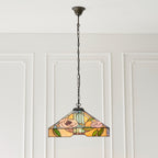 Interiors 1900 Willow 3 Light Tiffany Pendant Light in Satin Black