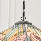 Interiors 1900 Willow 3 Light Tiffany Pendant Light in Satin Black